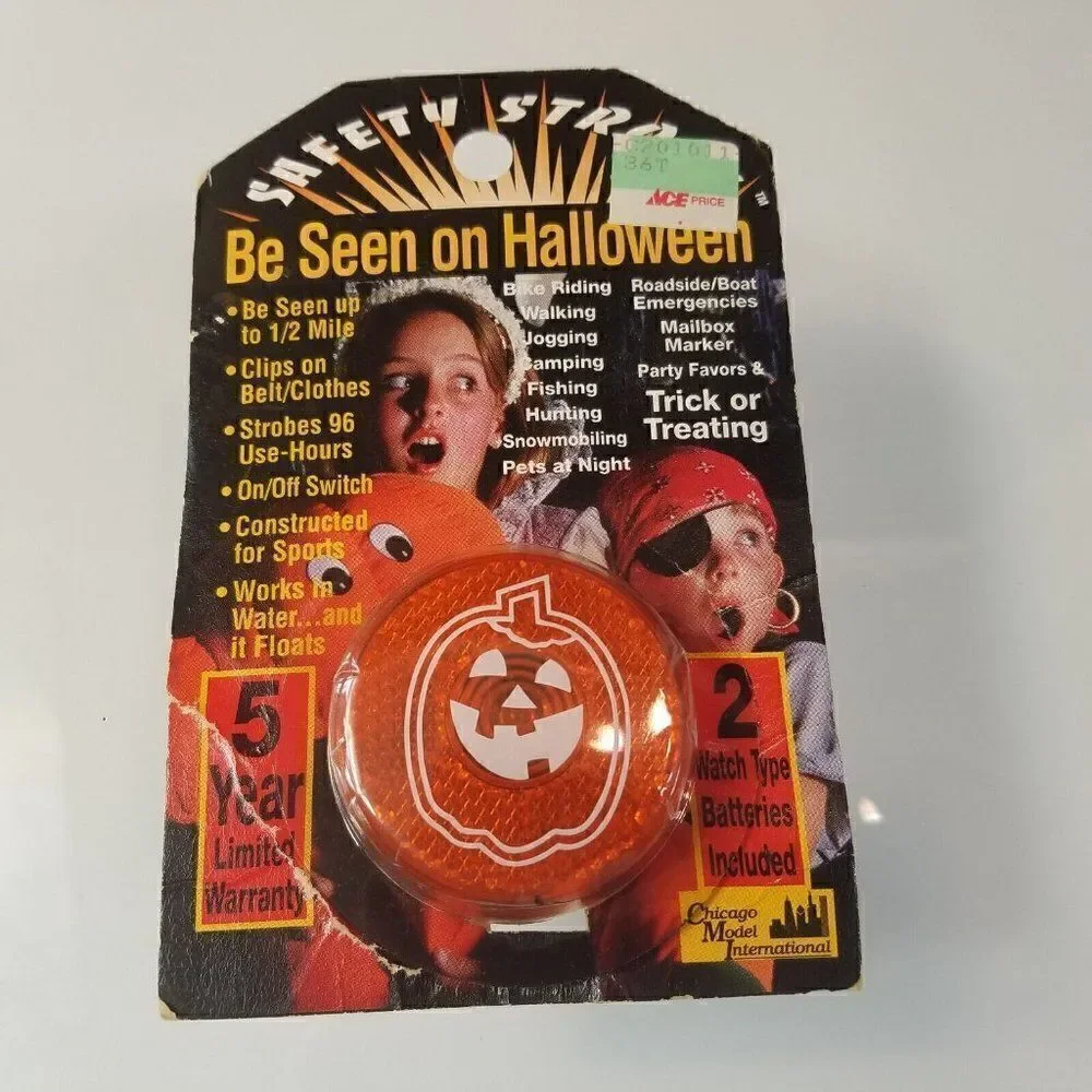 Vintage Safety Strobe Be Seen On Halloween Light Reflector Flasher Trick Or Trea